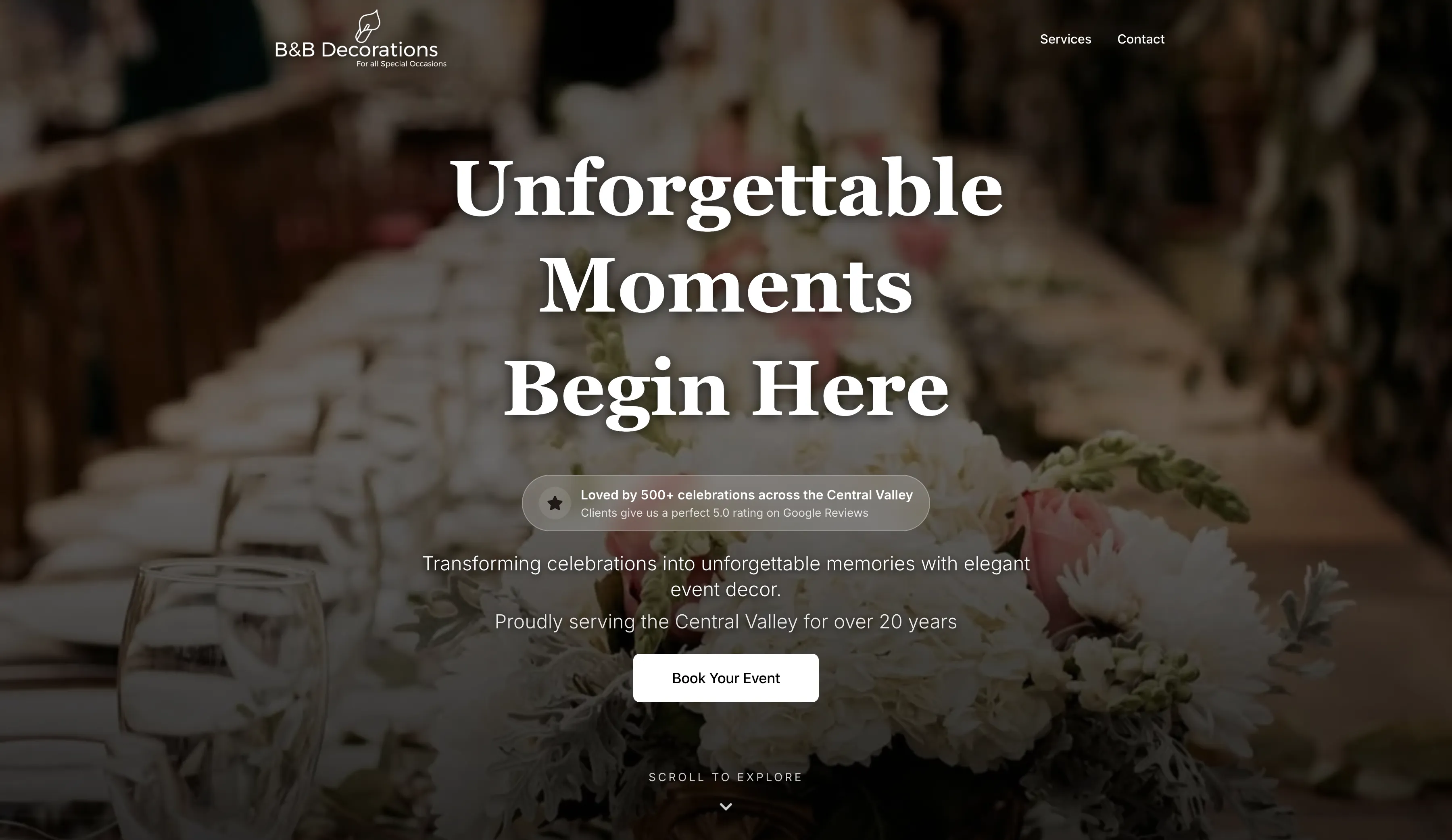 B&B Decorations homepage screenshot